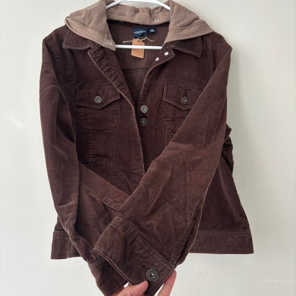 2K Boho Chocolate Brown Western Corduroy ButtonUp Streetwear Jacket Medium Large - Picture 4 of 8